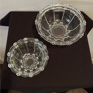 2 KIG Indonesia beaded glass serving bowls. 4.75” and 7”